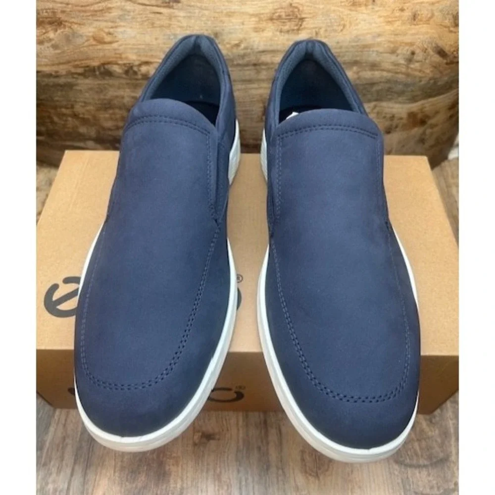 ECCO Men's S Lite Hybrid Slip On Leather Comfort Shoes Marine Blue NIB - 10-10.5